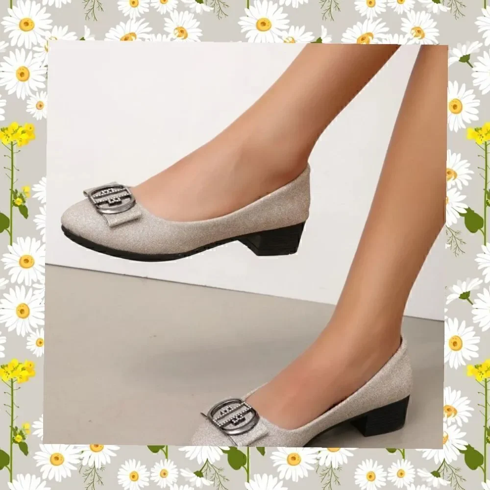 Women's Rhinestone Glitter Pumps with Buckle by Emery Rose 7.5